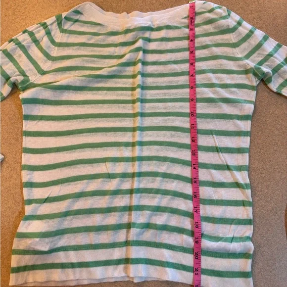 L.L. Bean Mint and White Striped Scoop Neck Sweater - Picture 7 of 8